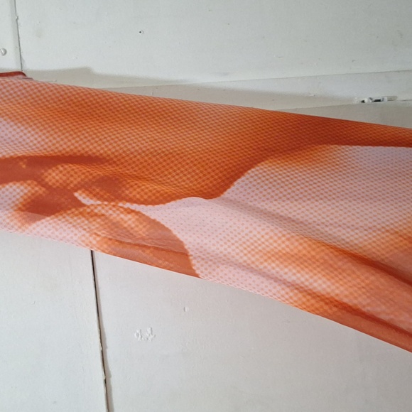 NWT ORANGE KISS PRINTED LONG TULLE DRESS - Picture 7 of 8